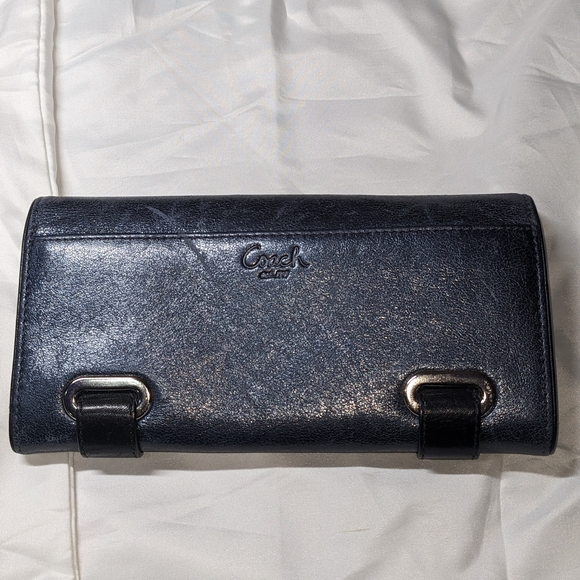 Y2k Coach Blue Leather Wallet - Picture 1 of 7